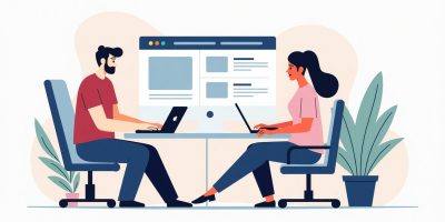Illustration of diverse users accessing a website with screen readers, keyboard navigation, and high contrast, promoting Inclusive Web Design best practices.