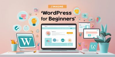 Laptop showing a clean WordPress dashboard, illustrating WordPress for Beginners setup process in a beginner‑friendly workspace.